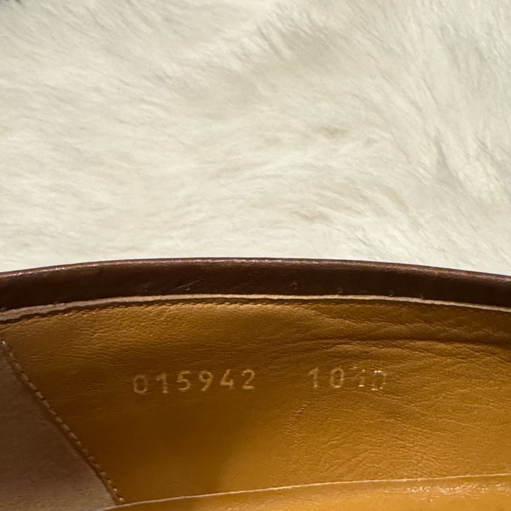 Gucci Men’s Tan Canvas Monogram Loafers w/ Gold Horsebit Size 10 1/2D pre-owned. - Picture 9 of 10